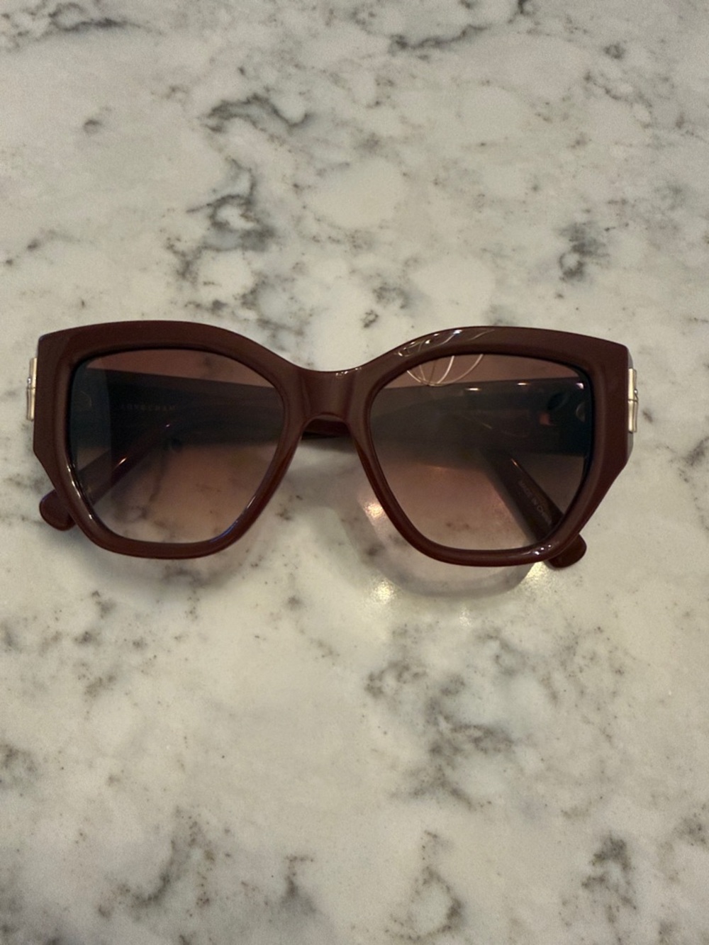 Women's Brown/burgundy longchamp Sunglasses - Bold Square Frame